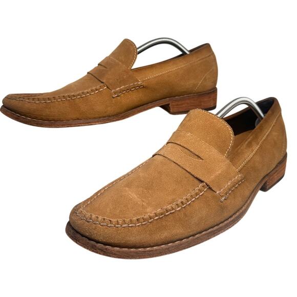 Cole Haan Tan Suede Men Sz 11.5 M Penny Loafers C05681 Heel Comfort - Picture 1 of 16